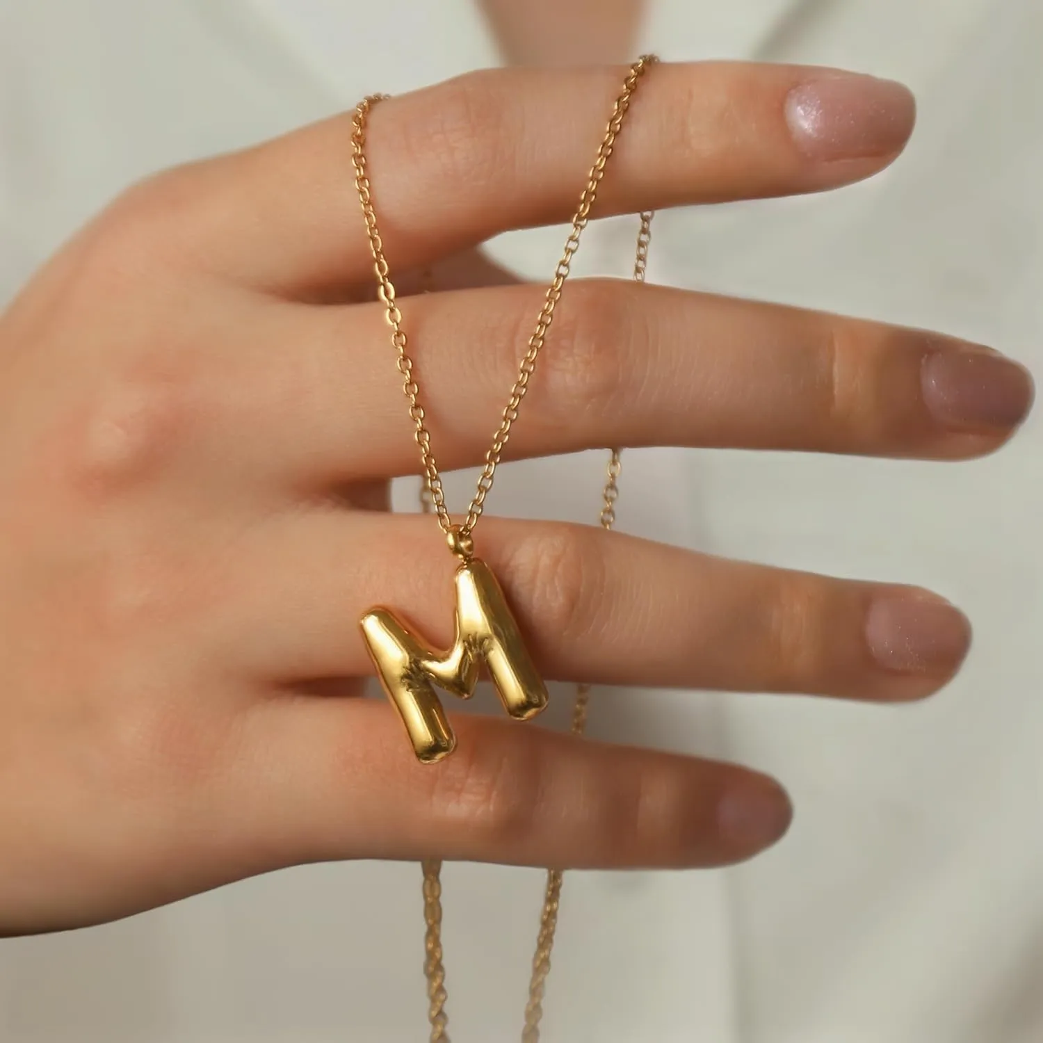 Bubble Letter Necklace Gold Women - 18K Gold Plated Initial Necklaces for women, Dainty Letter Gold Necklace, Layered Gold Necklaces, Trendy Initial Necklaces Jewelry