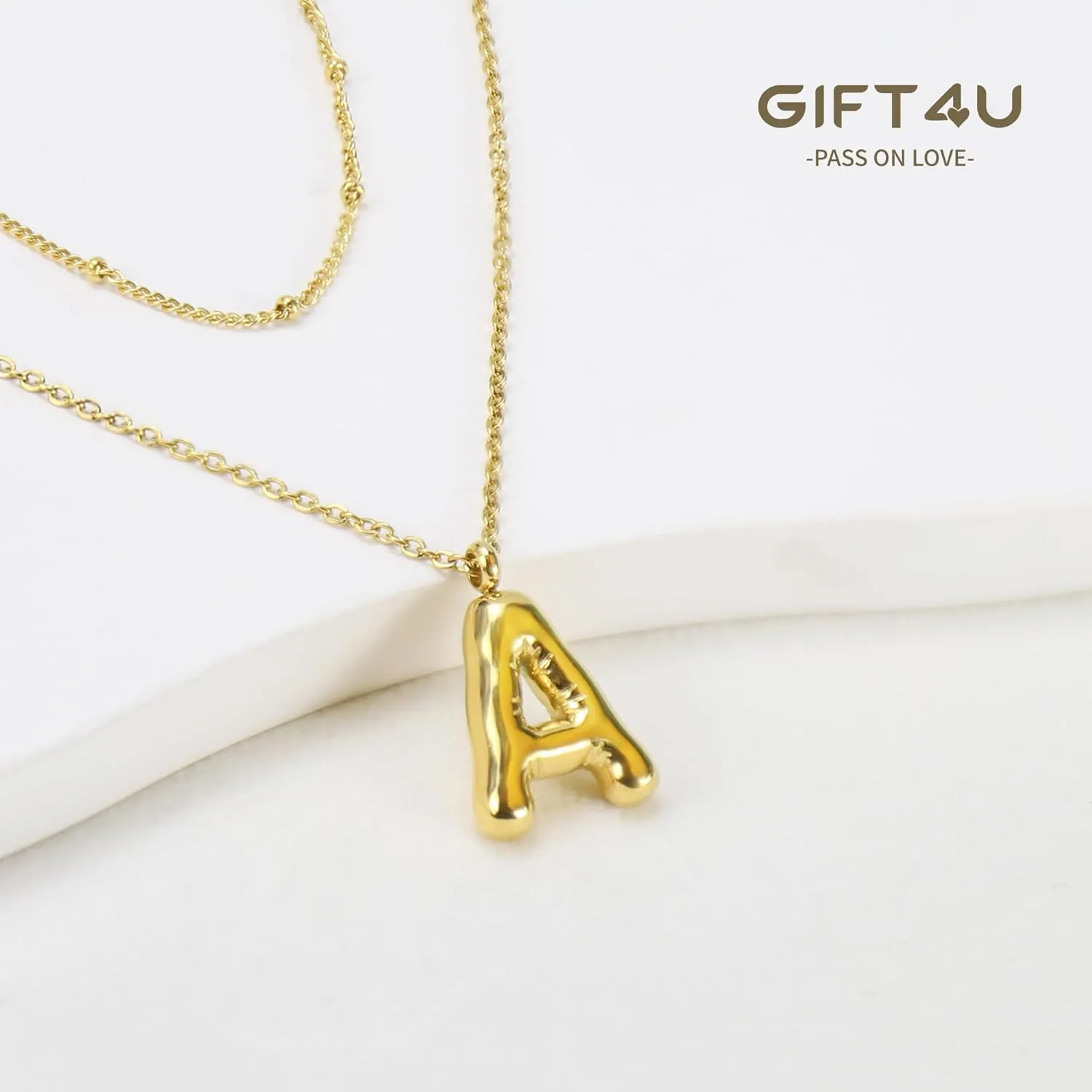 Bubble Letter Necklace Gold Women - 18K Gold Plated Initial Necklaces for women, Dainty Letter Gold Necklace, Layered Gold Necklaces, Trendy Initial Necklaces Jewelry