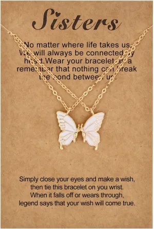 Butterfly Matching Necklaces For Bff Sister Mother Daughter, Long Distance Relationship Gifts, Friendship Necklaces For 2