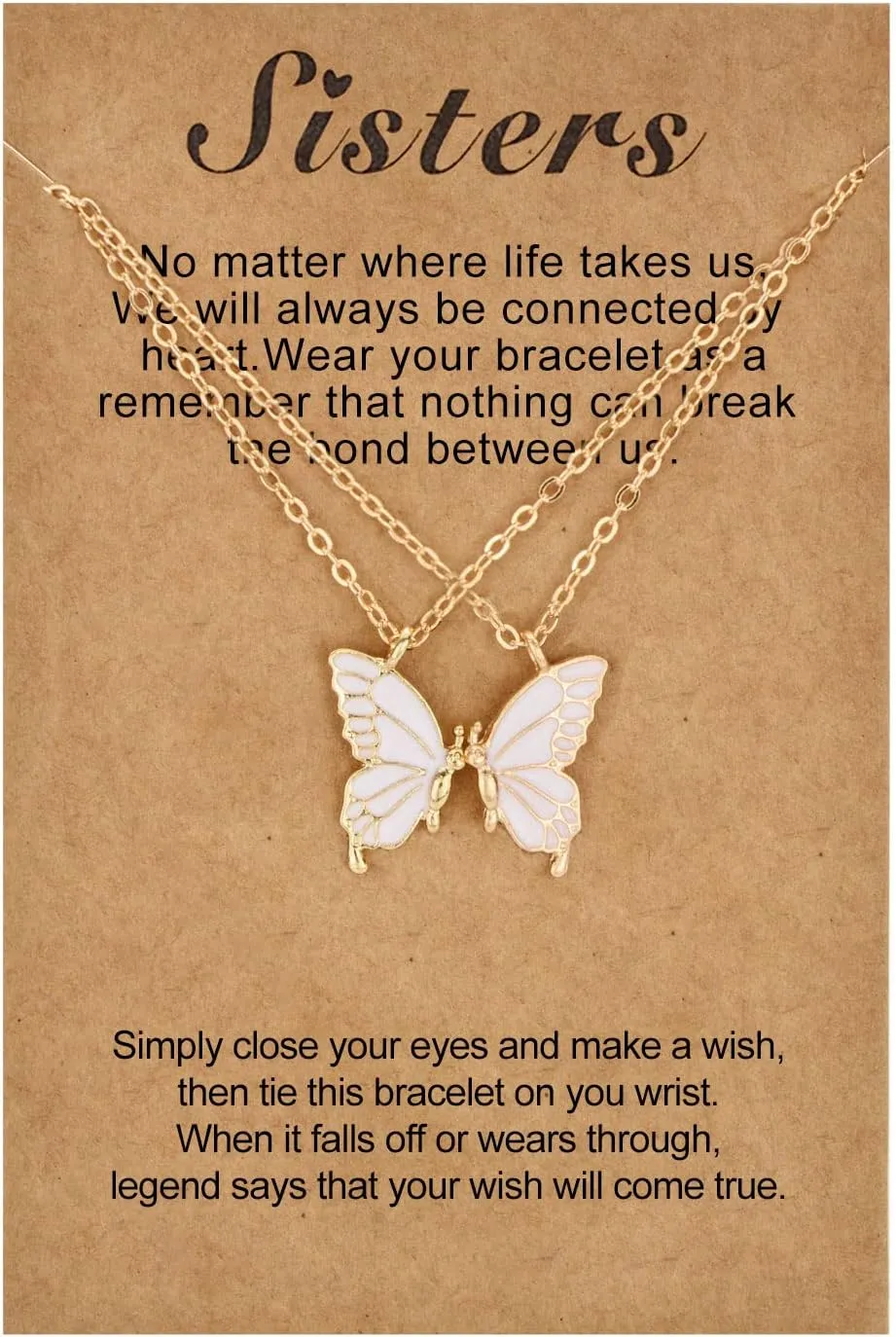 Butterfly Matching Necklaces For Bff Sister Mother Daughter, Long Distance Relationship Gifts, Friendship Necklaces For 2