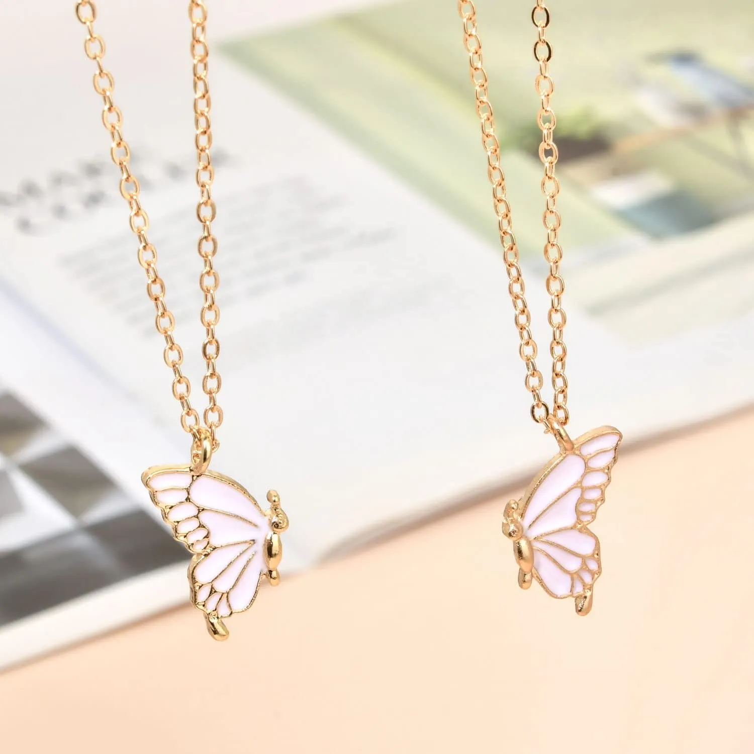 Butterfly Matching Necklaces For Bff Sister Mother Daughter, Long Distance Relationship Gifts, Friendship Necklaces For 2