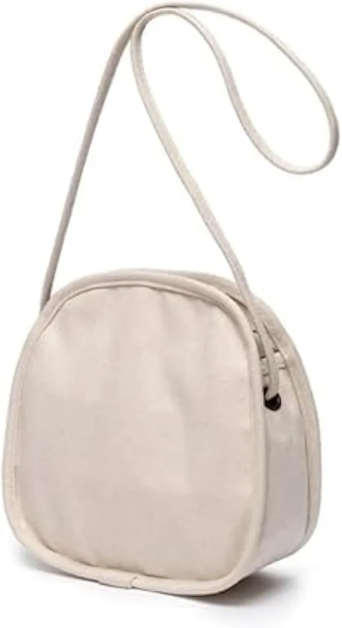 Canvas Small Round BagUnique Round Design Women's Crossbody Bags for Fashion and Large Capacity