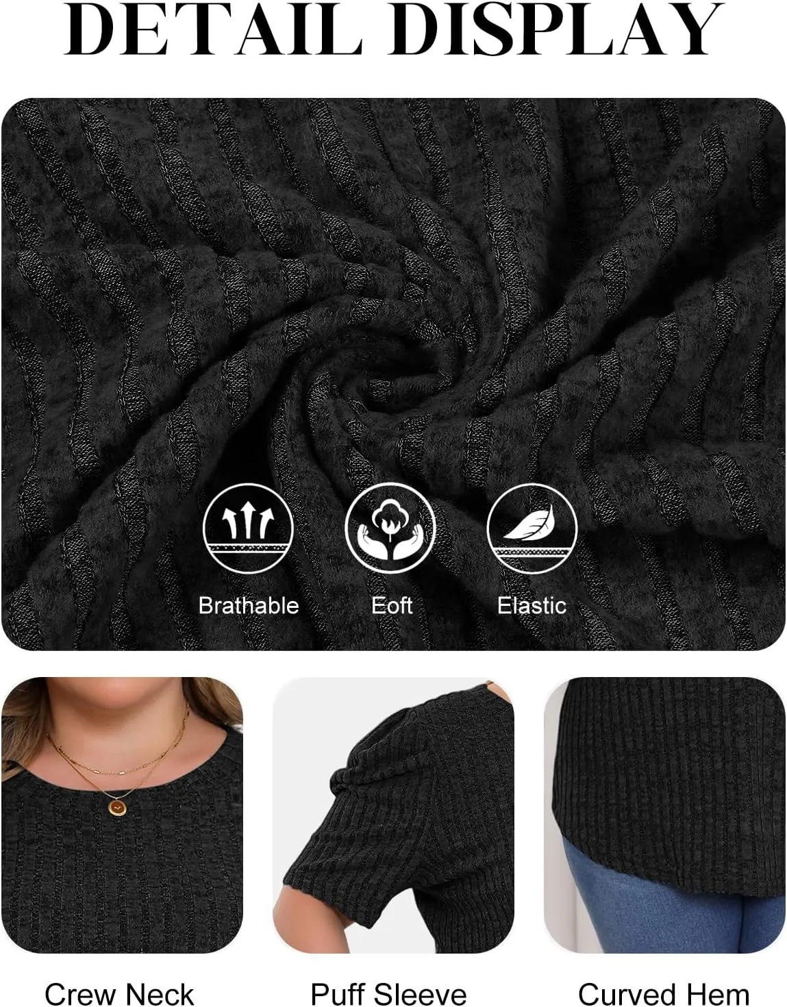 Chulianyouhuo Womens Plus Size Tops Puff Short Sleeve Crew Neck Knit Shirts Summer Lightweight Casual Blouse