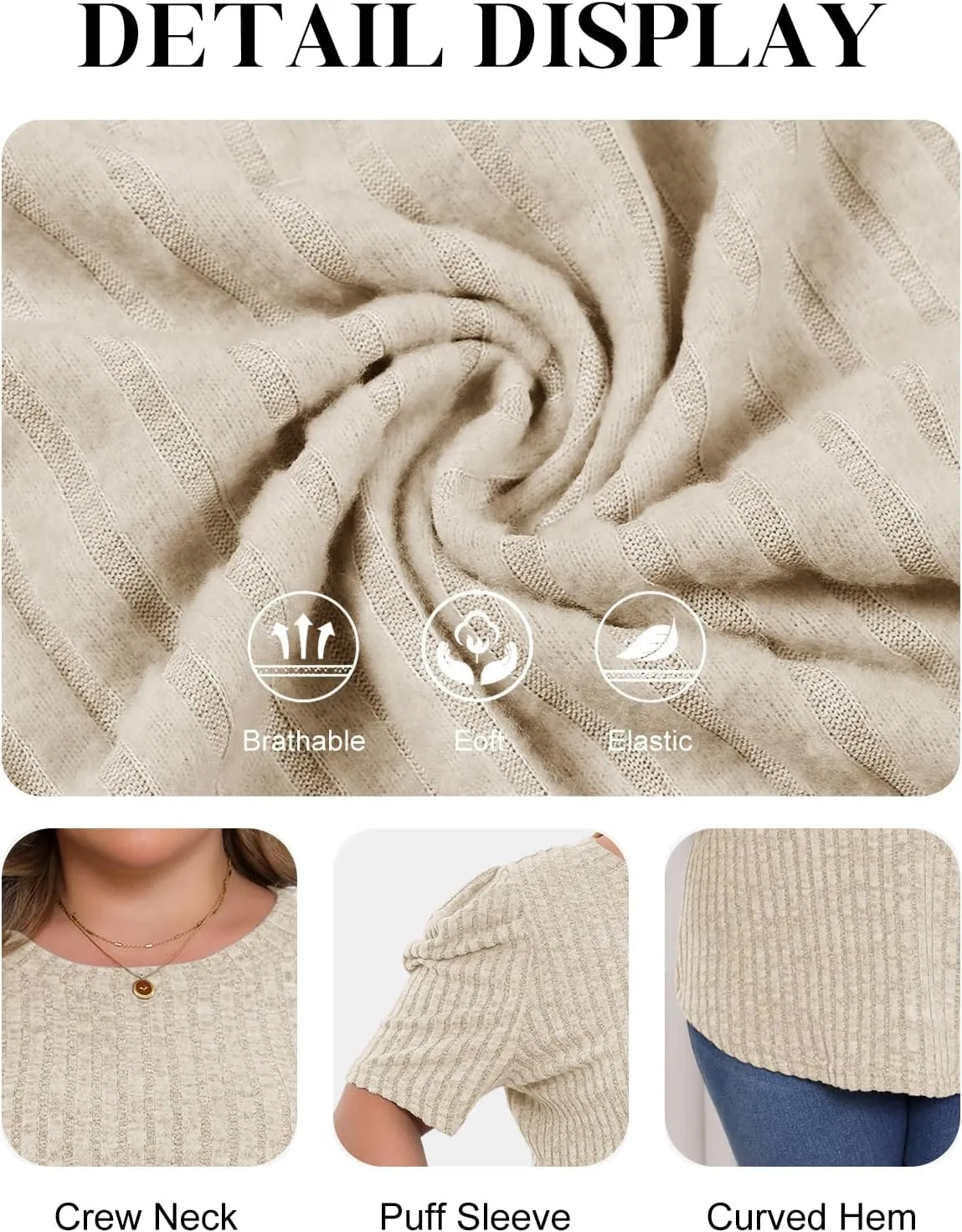 Chulianyouhuo Womens Plus Size Tops Puff Short Sleeve Crew Neck Knit Shirts Summer Lightweight Casual Blouse