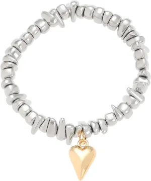 Chunky Gold Bracelets for Women Stackable Bracelets Big Gold Silver Ball Bangle Stretch Beaded Bracelets Jewelry