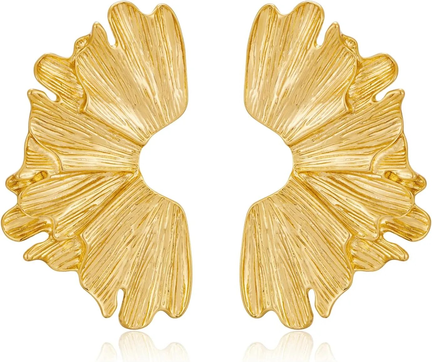 Chunky Gold Flower Earrings for Women Vintage Boho Summer Spring Petal Statement Earrings Trendy Large Floral Dangle Earring