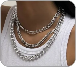 Chunky Gold Necklaces for Women Gold Layered Necklaces Punk 8090s Hip Hop Necklace Cuban Link Chain Necklaces Layered Choker Necklace Prom Jewelry Freaknik Outfit Accessories