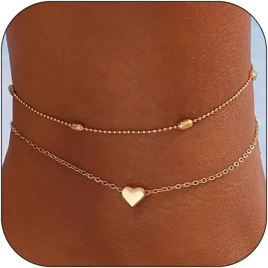 CJIAYUJEW Gold Ankle Bracelets for Women Adjustable Layered Cuban Link Anklets Set Waterproof Rhinestones Anklets Bracelets Beach Anklets Foot Gift for Women