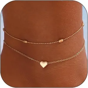 CJIAYUJEW Gold Ankle Bracelets for Women Adjustable Layered Cuban Link Anklets Set Waterproof Rhinestones Anklets Bracelets Beach Anklets Foot Gift for Women