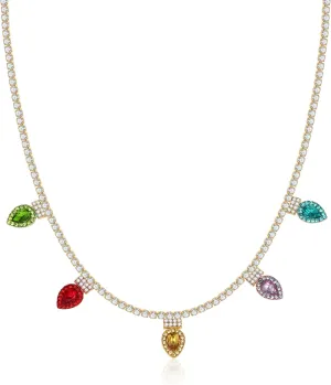 CLASSYZINT Christmas Necklaces For Women Long Christmas Tree And Lights Charm Strand Necklaces