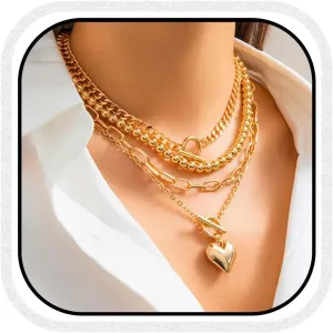 CLOACE Heart Necklaces Gold Layered Beaded Necklace Fashion Choker Necklaces Accessories for Women