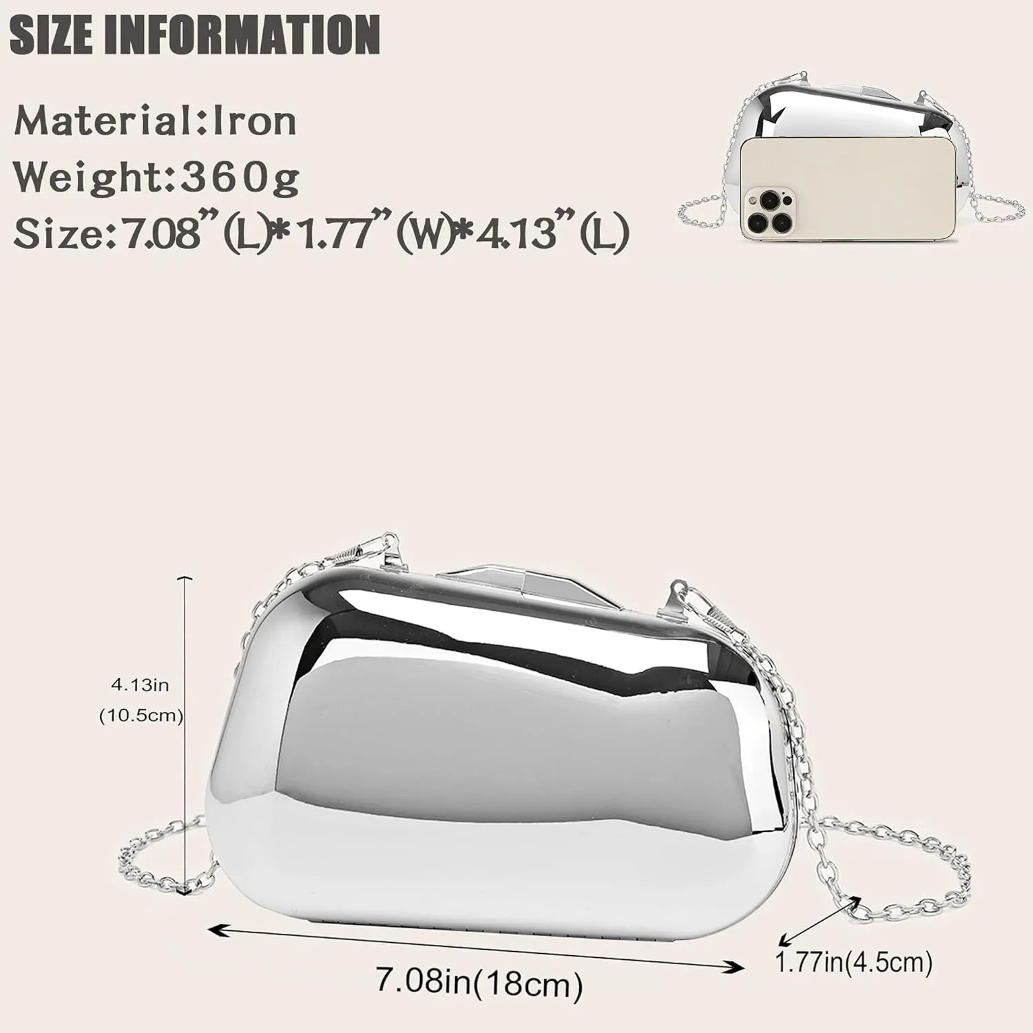 Clutch Purse for Women Metallic Evening Bag Acrylic Shell Handbag With Chain for Wedding Party Prom