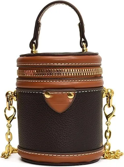 Colorblock Bucket Bag for Women, 2025 New Summer Cylinder Bag, Leather Bucket Crossbody, with Adjustable Strap