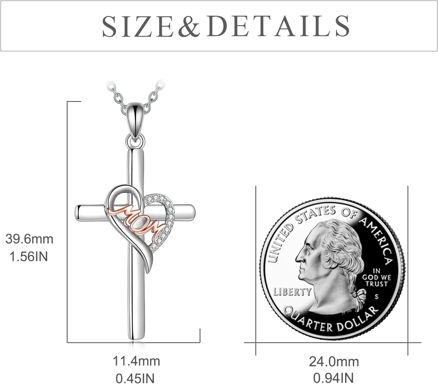 CRMAD Gifts for Mom/Nana/Sister Cross Necklaces Sterling Silver Mom Cross Necklaces for Women