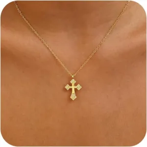 Cross Necklace for Women, Dainty Pendant Cross Necklaces Tiny Gold Cross Necklaces for Women Trendy Gold Jewelry