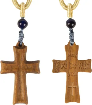 Cross Necklace With faith text Engraved on Wooden back, Gift for Men Women, Christian catholic Jesus cross pendant for Car mirror hanging and all holiday Gifts