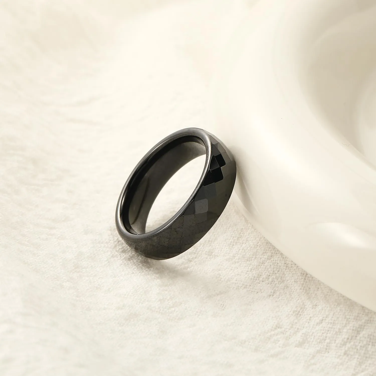 Custom Engraved Couple Rings Set Promise Rings for Him and Her White Ceramic Wedding Ring for Men and Women Matching Black Engagement Rings,with Rings Gift Box