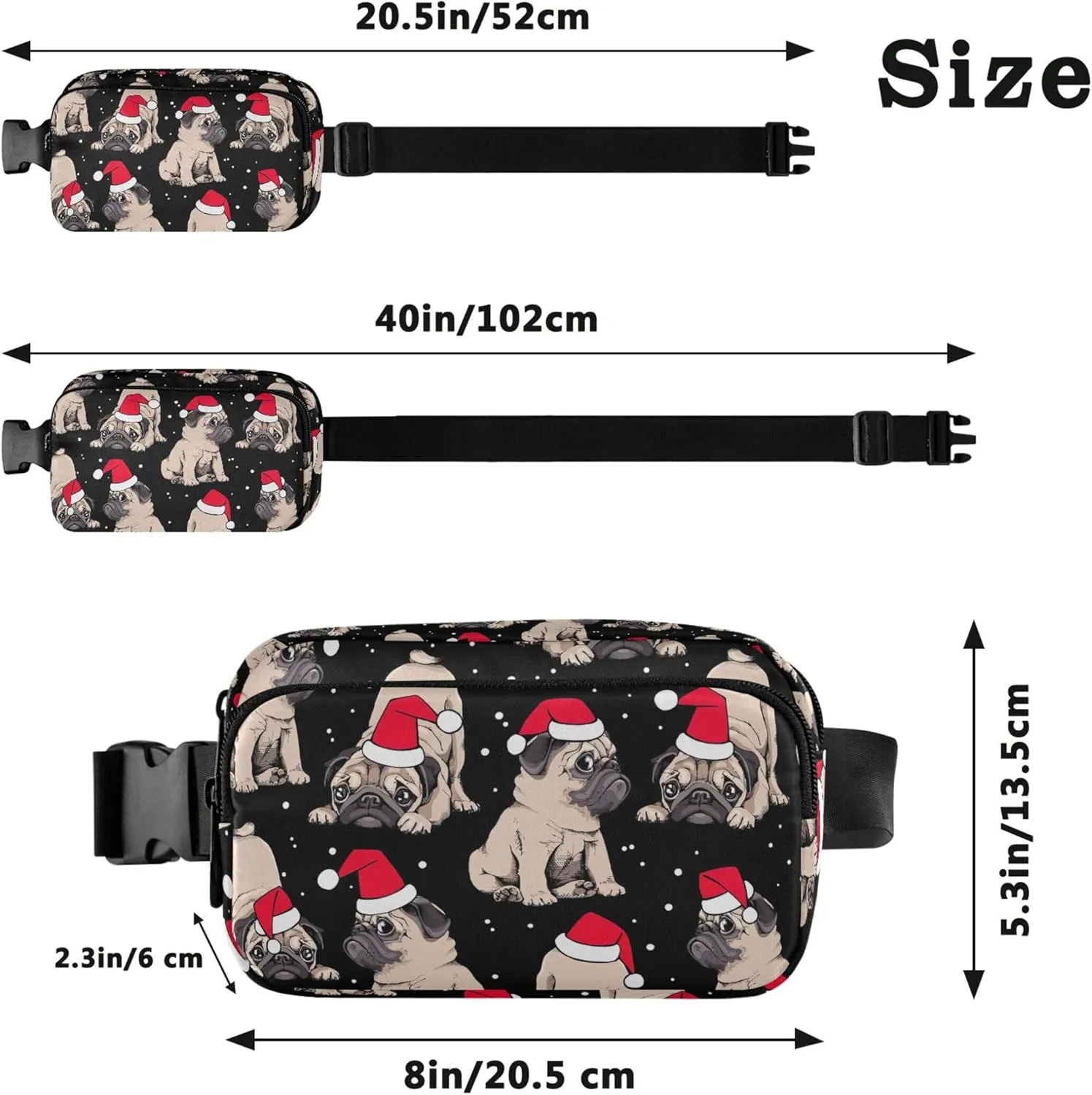 Customized Christmas Beige Puppies Cute Fanny Packs for Women Belt Bag Hip Pouch Waterproof Bright Colored Waist Pouches for Men