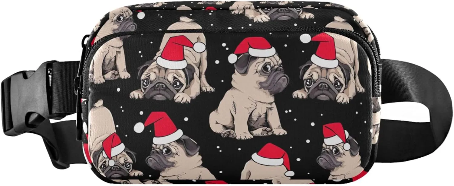 Customized Christmas Beige Puppies Cute Fanny Packs for Women Belt Bag Hip Pouch Waterproof Bright Colored Waist Pouches for Men