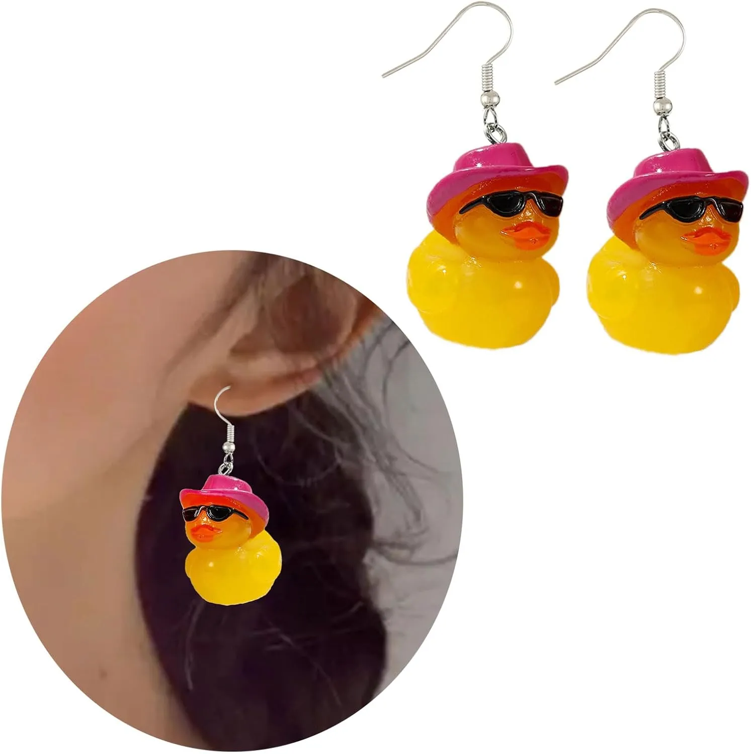Cute Duck Keychain with Hat Handmade Yellow Duck Pendant Keychain/Earrings Eye catching Pendant for Women and Kids