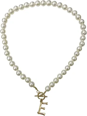 Cute Heart Shaped Things Pearls 26 Ornaments Pendant Fashion Female Necklace Accessory Necklace Pendant (E, One Size)