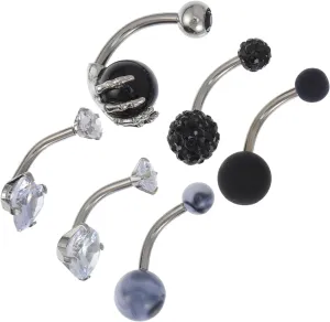 Diamond Belly Button Ring Set 6 Pcs Comfortable Fashionable Unique Navel Jewelry for Parties Beach