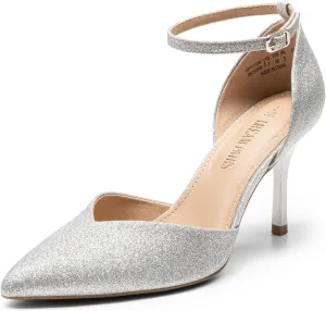 DREAM PAIRS Womens High Heels Strappy Closed Toe Stiletto Ankle Strap Pointed Toe D'Orsay Heel Dress Wedding Party Pumps Shoes