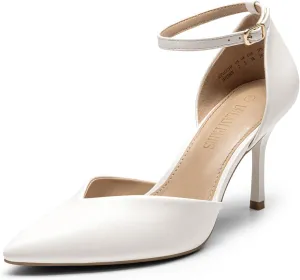 DREAM PAIRS Womens High Heels Strappy Closed Toe Stiletto Ankle Strap Pointed Toe D'Orsay Heel Dress Wedding Party Pumps Shoes