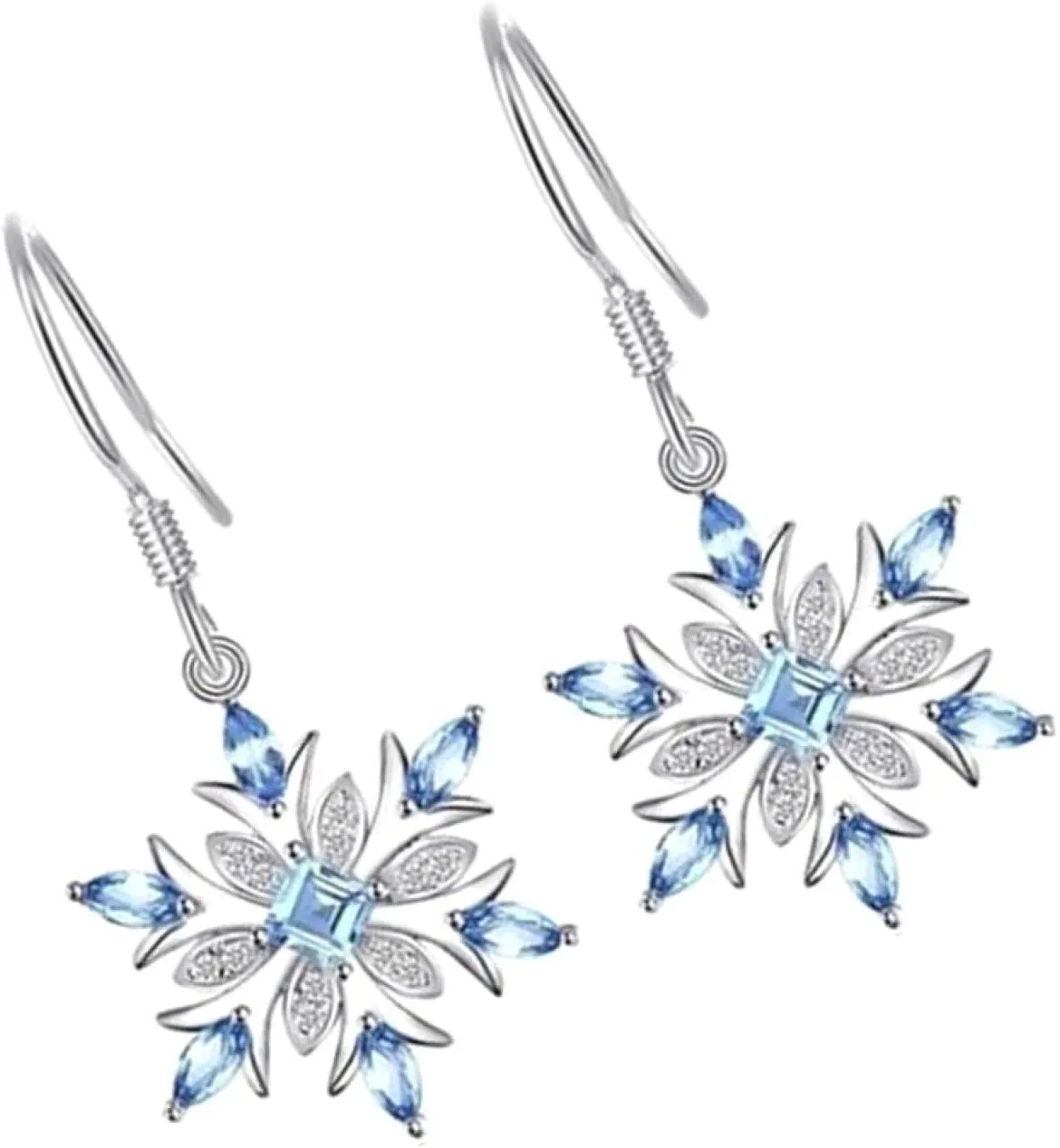 Earring Hoop Stud Drop & Dangle, Women Faux Sapphire Inlaid Snowflake Dangle Hook Earrings Wedding Jewelry Gift for Women Teen Girls Birthday Christmas Friends Gift