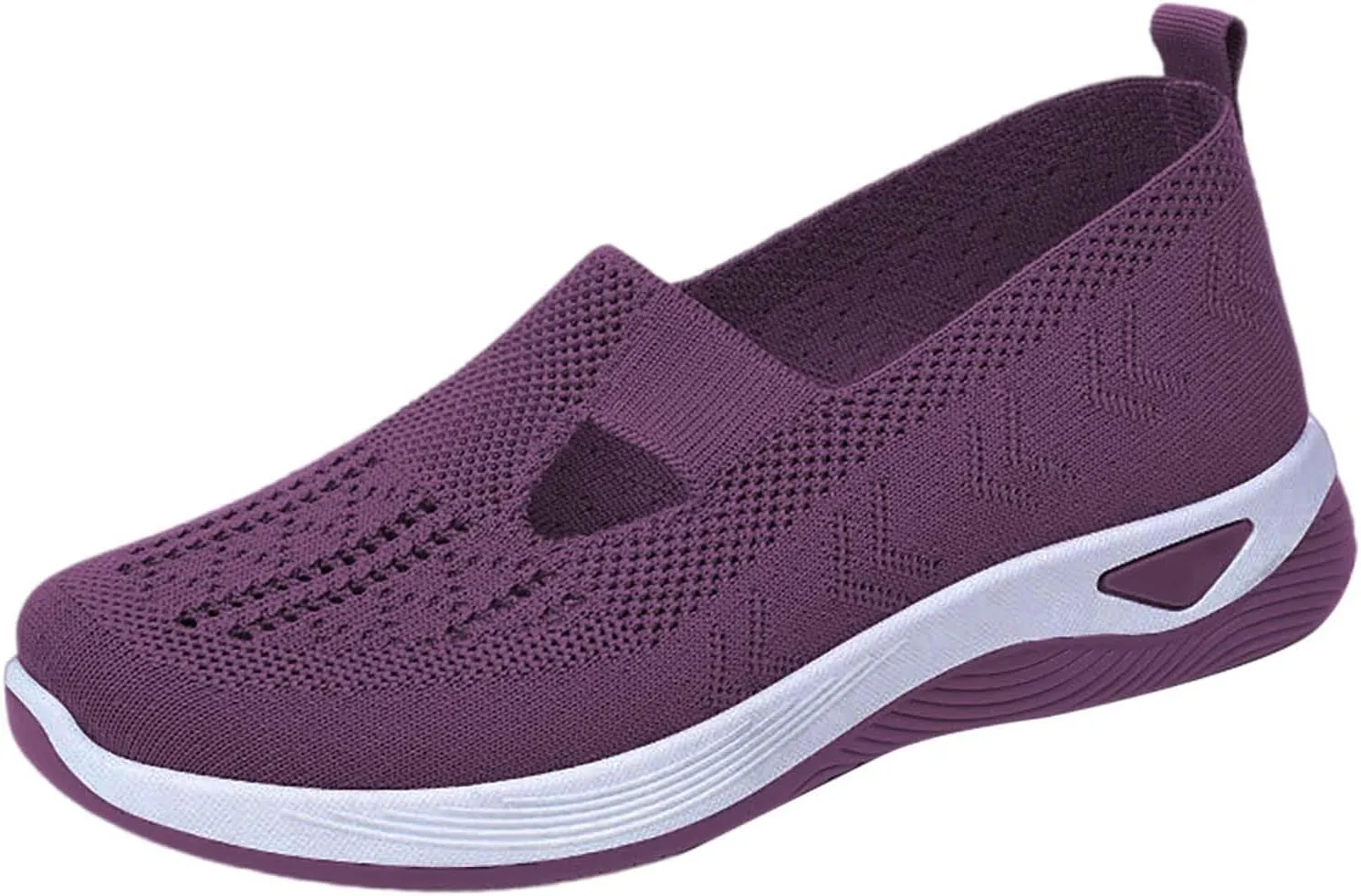Extra Wide Women's Elegant Woven Breathable Walking Shoes Slip-On Foam Sneakers Comfortable High Heel 6 cm (6 UK Purple)