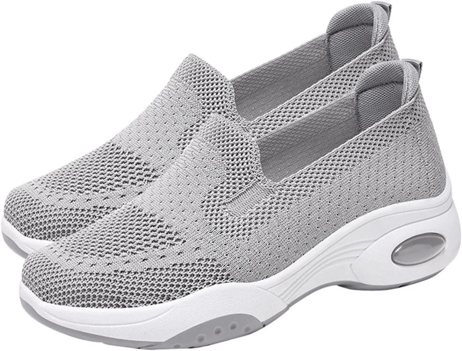 Extra Wide Women's Slip-on Shoes Breathable Woven Foam Sneakers with for Walking and Casual Wear (6.5 UK Gray)