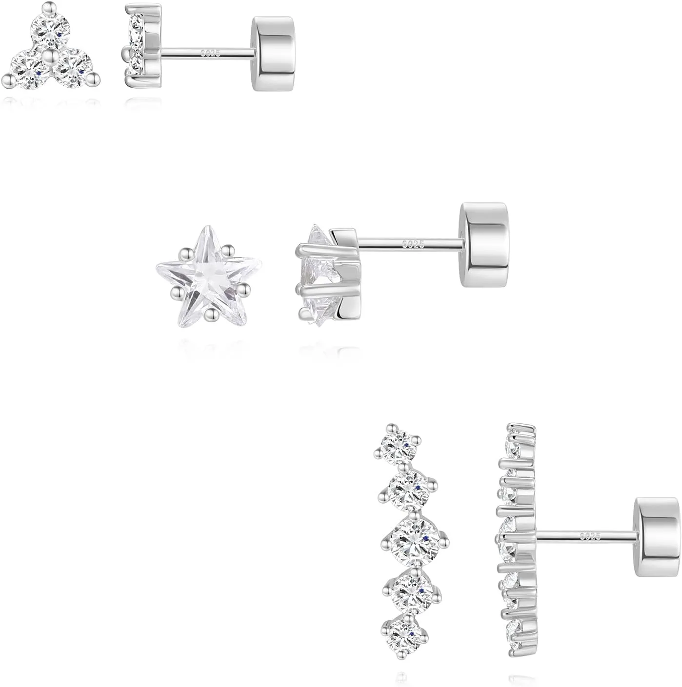 Flat Back Earrings for Women, Silver|Gold Flat Back Stud Earrings Hypoallergenic, Helix Cartilage Flatback Earrings Jewelry for Women Valentines Day Gifts