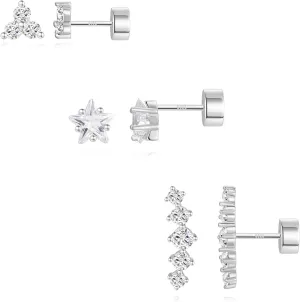 Flat Back Earrings for Women, Silver|Gold Flat Back Stud Earrings Hypoallergenic, Helix Cartilage Flatback Earrings Jewelry for Women Valentines Day Gifts
