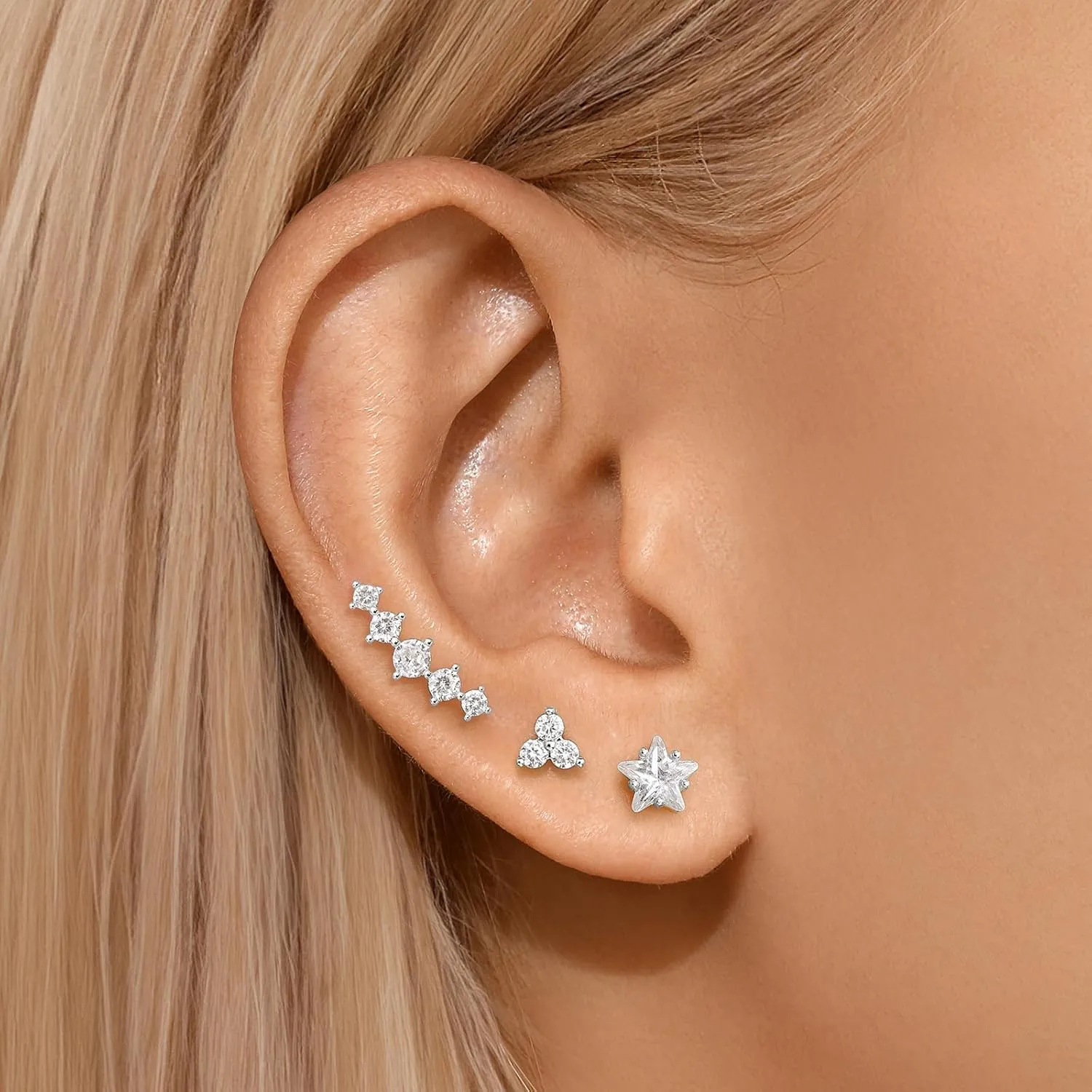 Flat Back Earrings for Women, Silver|Gold Flat Back Stud Earrings Hypoallergenic, Helix Cartilage Flatback Earrings Jewelry for Women Valentines Day Gifts