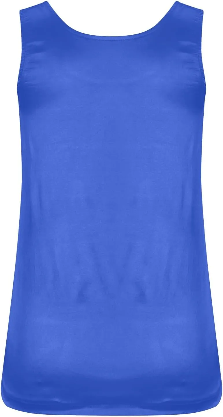 Flowy Tank Tops for Women 2025 Scoop Neck Silk Summer Satin Sleeveless Thick Straps Blouse Basic Camisole Shirts