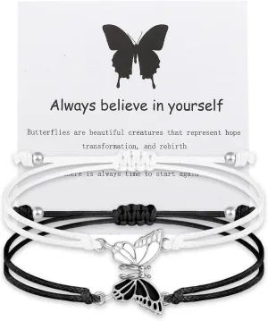 Friendship Matching Butterfly Bracelets for Best Friends Mother Daughter Bracelets Adjustable Strand Best Friends Bracelets Friendship Bracelets Jewelry Present for Women Couples