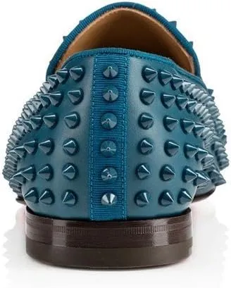 FSJ Men's & Women's Trendy Spiked Rivets Studded Loafers Shoes Round Toe Low Heel Comfort Slip On Unisex Dress Smoking Slipper Size 7-14 US