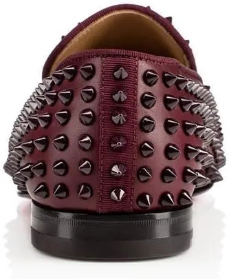 FSJ Men's & Women's Trendy Spiked Rivets Studded Loafers Shoes Round Toe Low Heel Comfort Slip On Unisex Dress Smoking Slipper Size 7-14 US