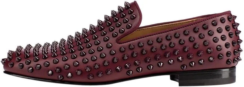 FSJ Men's & Women's Trendy Spiked Rivets Studded Loafers Shoes Round Toe Low Heel Comfort Slip On Unisex Dress Smoking Slipper Size 7-14 US