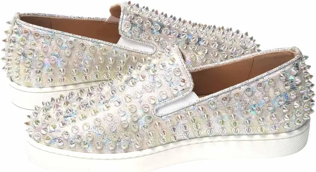 FSJ Women & Men Fashion Studded Flat Loafers Shoes Round Toe Comfortable Slip On Unisex Rivets Pumps Elegant Formal Luxury Shoes Size 4-16 US