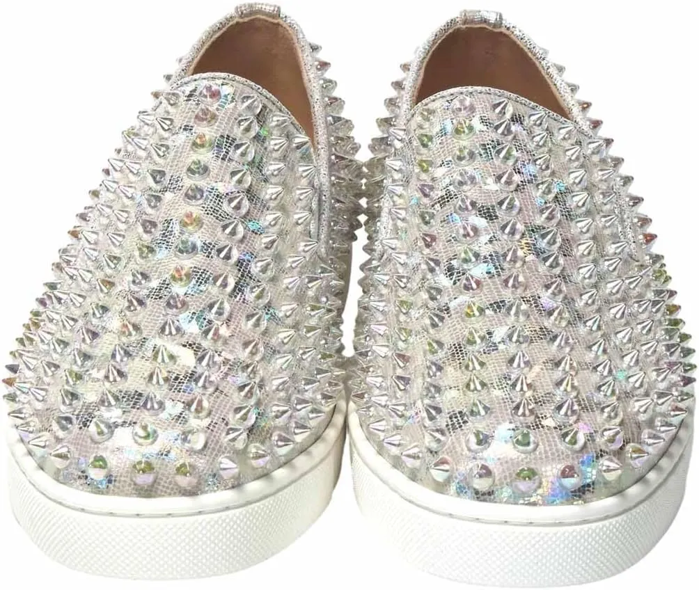 FSJ Women & Men Fashion Studded Flat Loafers Shoes Round Toe Comfortable Slip On Unisex Rivets Pumps Elegant Formal Luxury Shoes Size 4-16 US