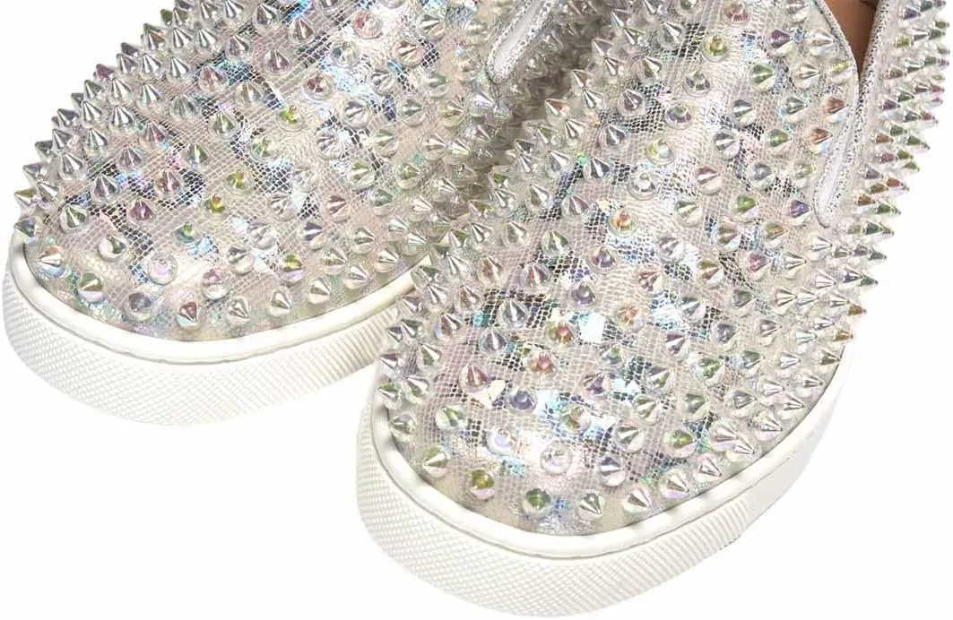 FSJ Women & Men Fashion Studded Flat Loafers Shoes Round Toe Comfortable Slip On Unisex Rivets Pumps Elegant Formal Luxury Shoes Size 4-16 US