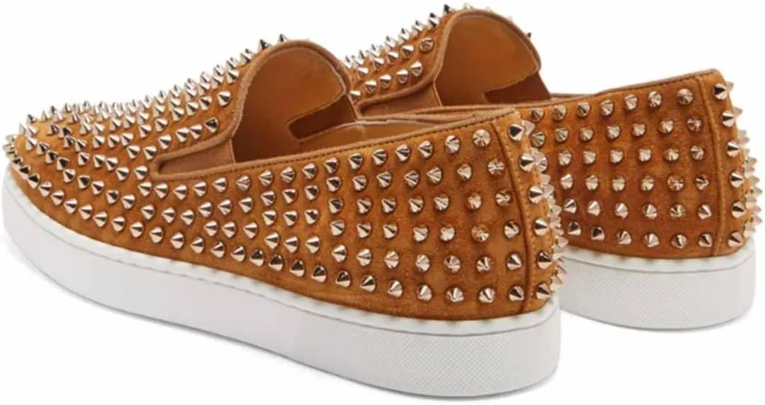 FSJ Women & Men Fashion Studded Flat Loafers Shoes Round Toe Comfortable Slip On Unisex Rivets Pumps Elegant Formal Luxury Shoes Size 4-16 US