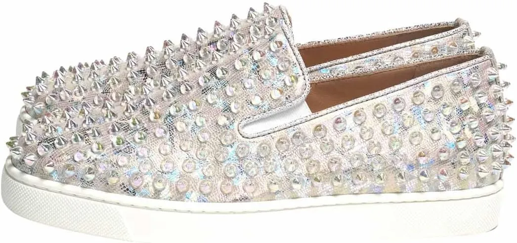 FSJ Women & Men Fashion Studded Flat Loafers Shoes Round Toe Comfortable Slip On Unisex Rivets Pumps Elegant Formal Luxury Shoes Size 4-16 US