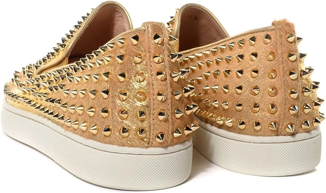 FSJ Women & Men Fashion Studded Flat Loafers Shoes Round Toe Comfortable Slip On Unisex Rivets Pumps Elegant Formal Luxury Shoes Size 4-16 US