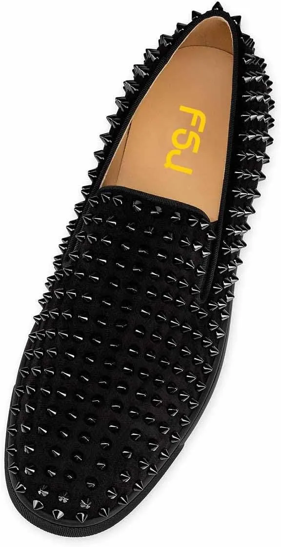 FSJ Women & Men Fashion Studded Flat Loafers Shoes Round Toe Comfortable Slip On Unisex Rivets Pumps Elegant Formal Luxury Shoes Size 4-16 US