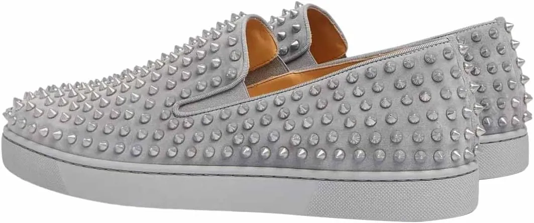 FSJ Women & Men Fashion Studded Flat Loafers Shoes Round Toe Comfortable Slip On Unisex Rivets Pumps Elegant Formal Luxury Shoes Size 4-16 US
