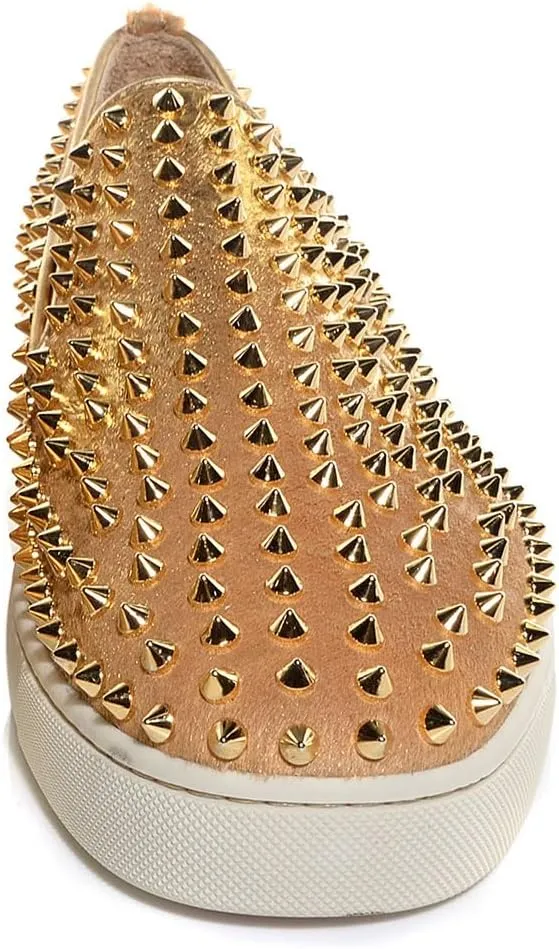 FSJ Women & Men Fashion Studded Flat Loafers Shoes Round Toe Comfortable Slip On Unisex Rivets Pumps Elegant Formal Luxury Shoes Size 4-16 US