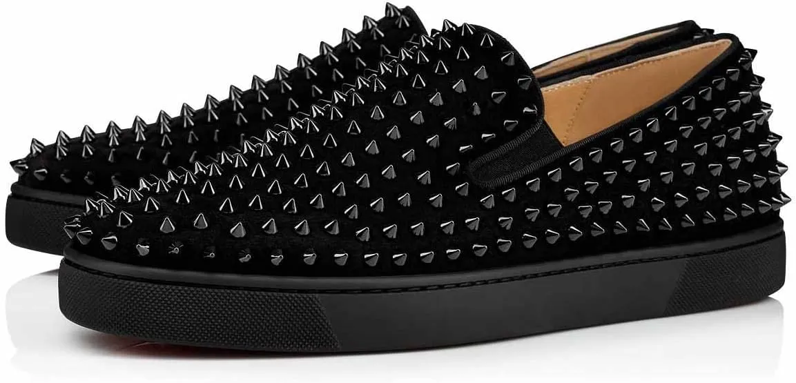 FSJ Women & Men Fashion Studded Flat Loafers Shoes Round Toe Comfortable Slip On Unisex Rivets Pumps Elegant Formal Luxury Shoes Size 4-16 US
