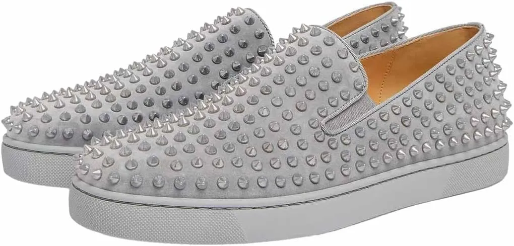 FSJ Women & Men Fashion Studded Flat Loafers Shoes Round Toe Comfortable Slip On Unisex Rivets Pumps Elegant Formal Luxury Shoes Size 4-16 US